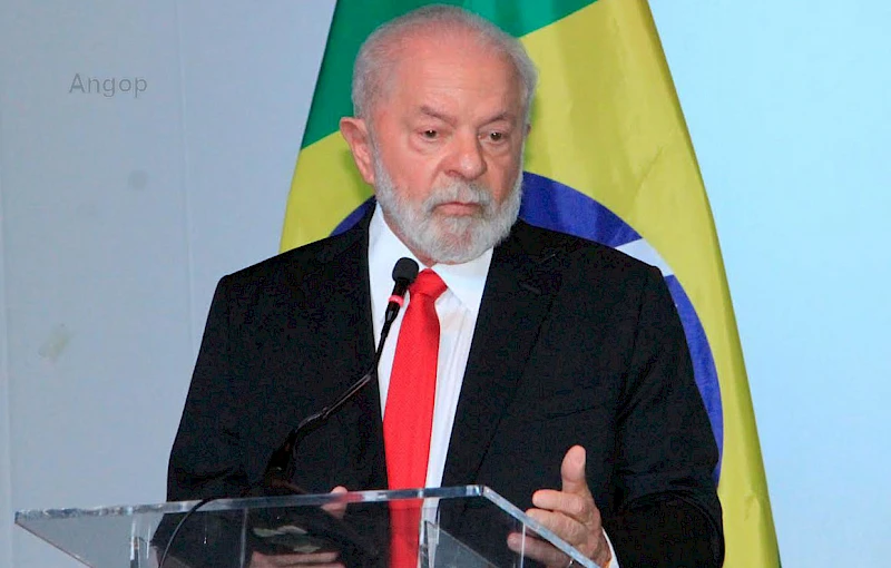 Lula da Silva, presidente do Brasil, durante a conferência  de Imprensa