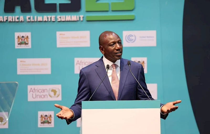 President of Kenya, William Ruto, delivering a speech at the African Climate Summit.