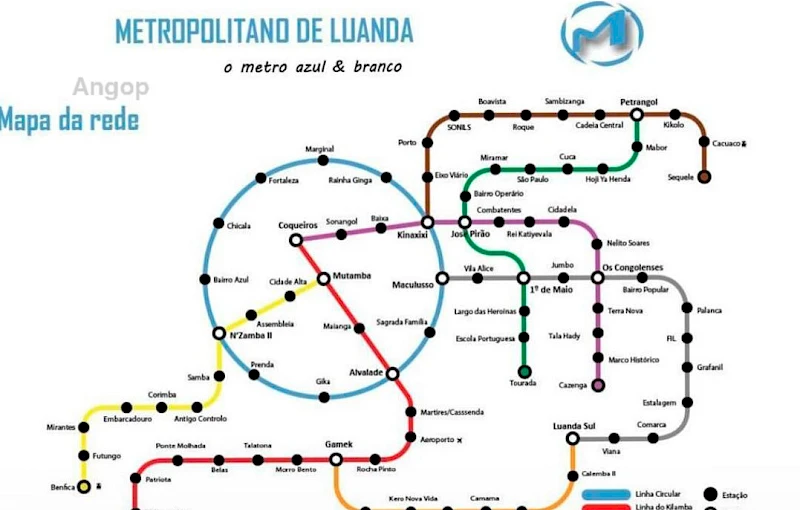 Carte du réseau métropolitain de Luanda